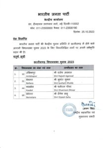 अंतिम 4 सीटों पर भाजपा ने जारी की प्रत्याशियों की सूची, देखें लिस्ट