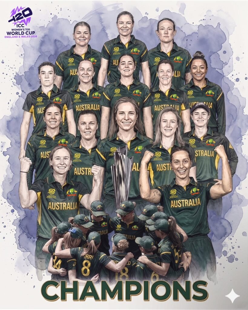 ICC Women’s T20 World Cup 2026 Final: ऑस्ट्रेलिया सातवीं बार बना विमेंस टी-20 वर्ल्ड कप चैंपियन, इंग्लैंड को 7 विकेट से हराया